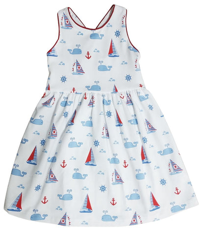Nantucket Whales &amp; Sailboats Cross Back Dress