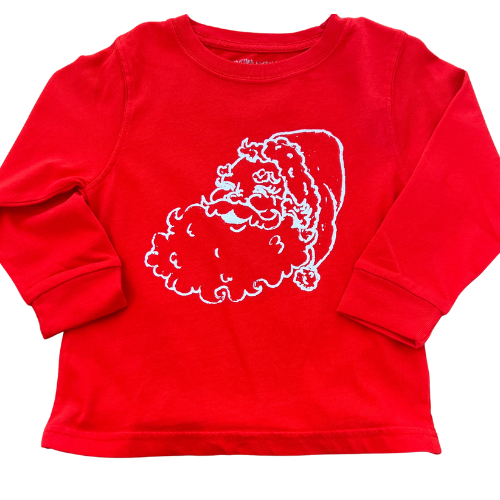 LS Mustard &amp; Ketchup Kids T-Shirt: Red with White Santa Face