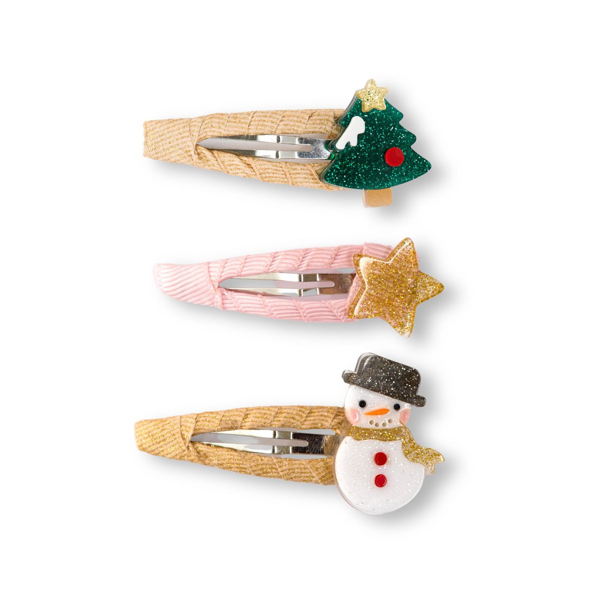 Snowman, Tree &amp; Star Snap Hair Clips