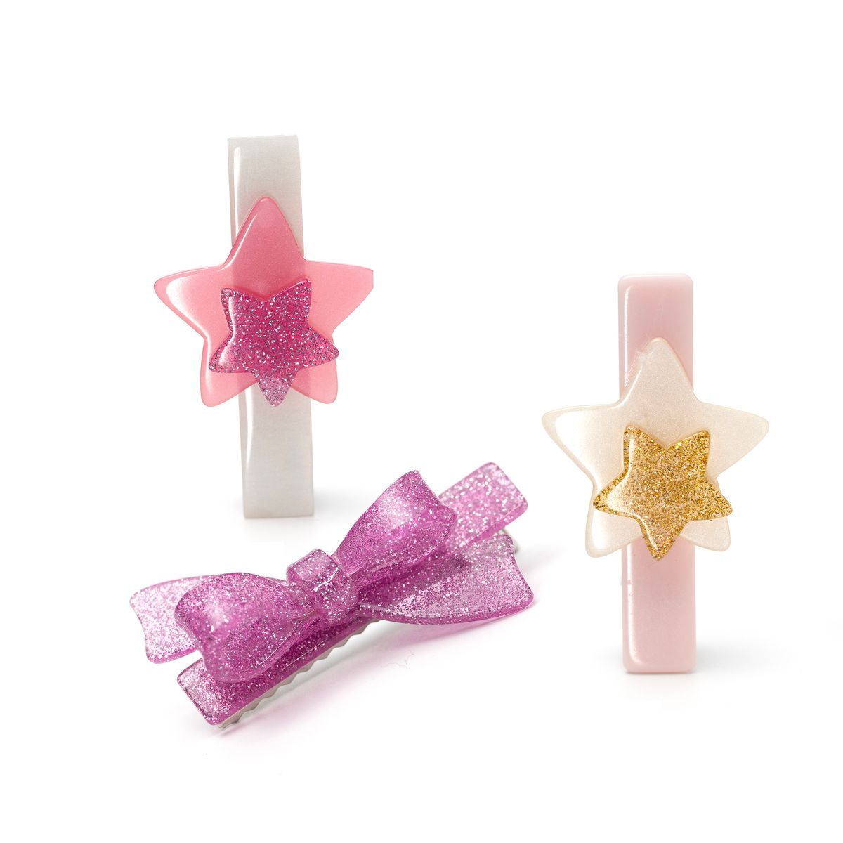 Glitter Stars &amp; Bow Hair Clips