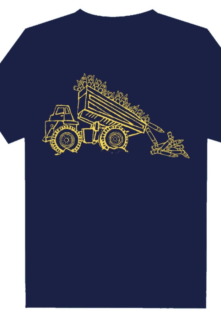 Navy Dump Truck with Crayons SS T-Shirt