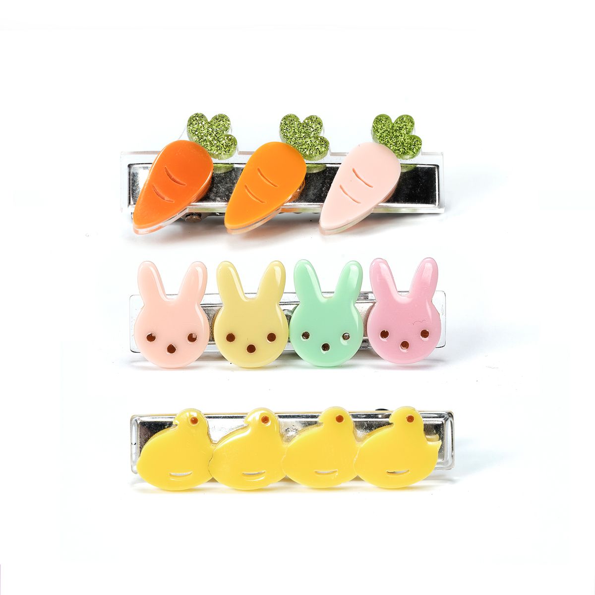 Bunnies Carrots and Chicks Hair Clips