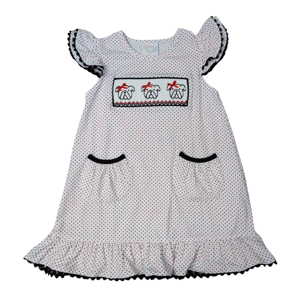 Red Bulldog Smocked Faye Flutter Dress