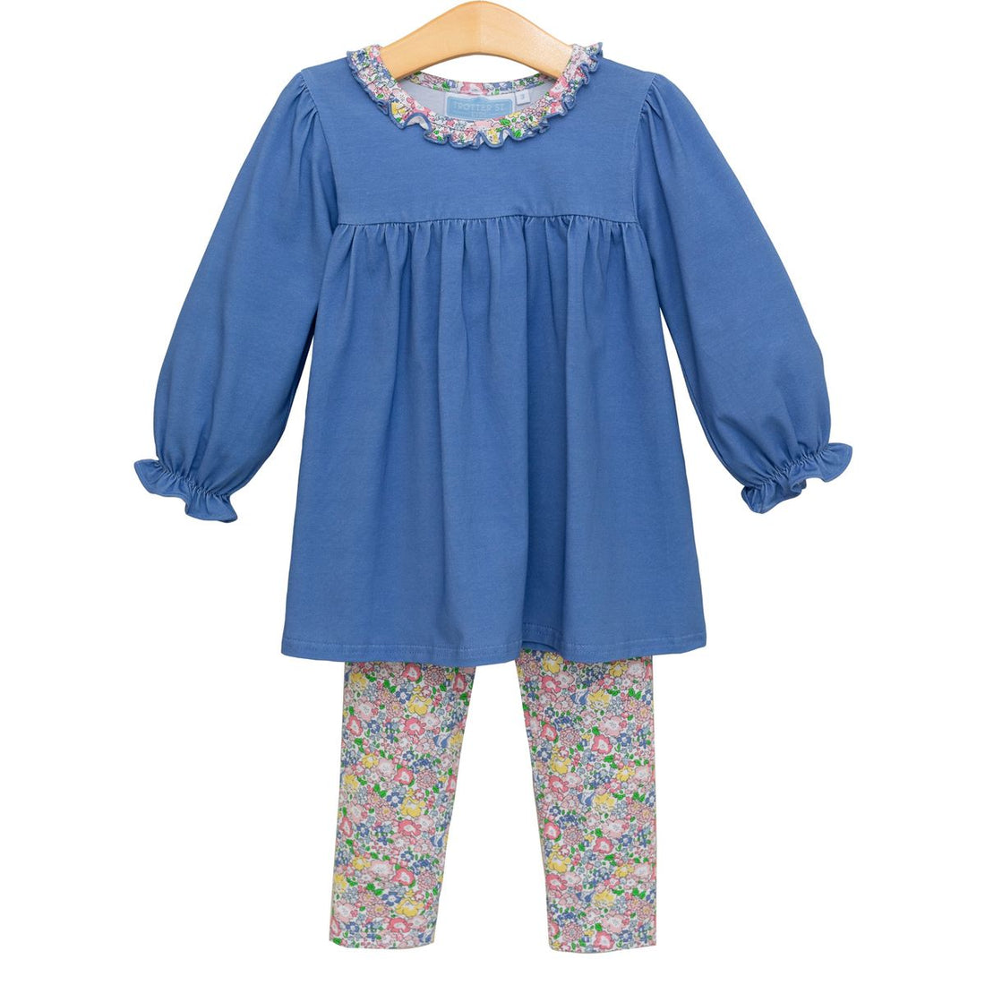 Knit Floral Ruffle Pants Set
