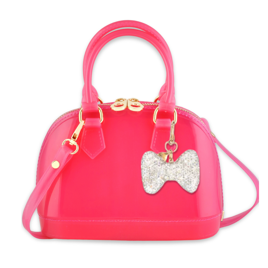 The Cate Handbag with Crystal Bow: Bubblegum Pink
