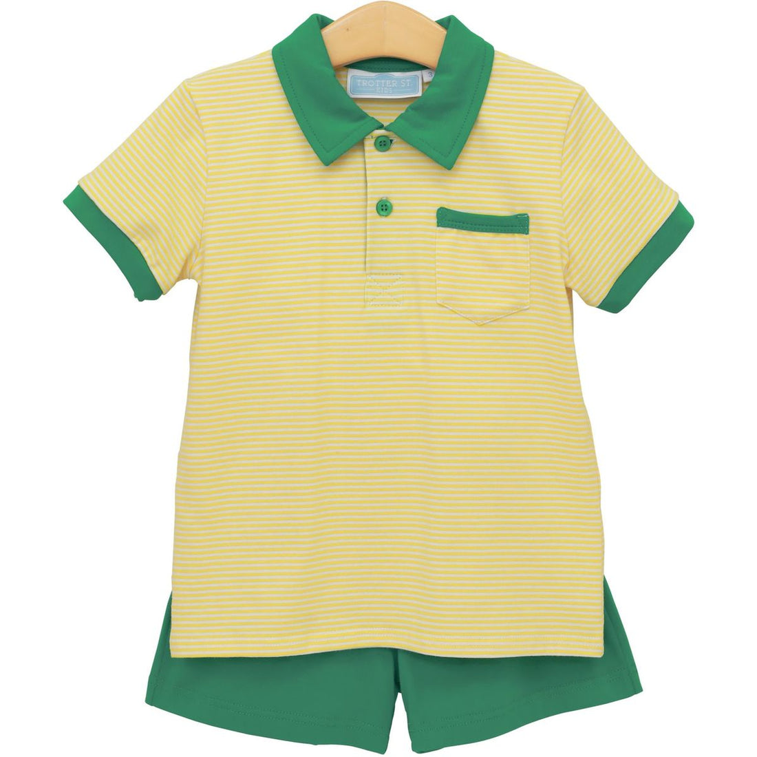 Archie Short Set- Yellow Stripe/Green