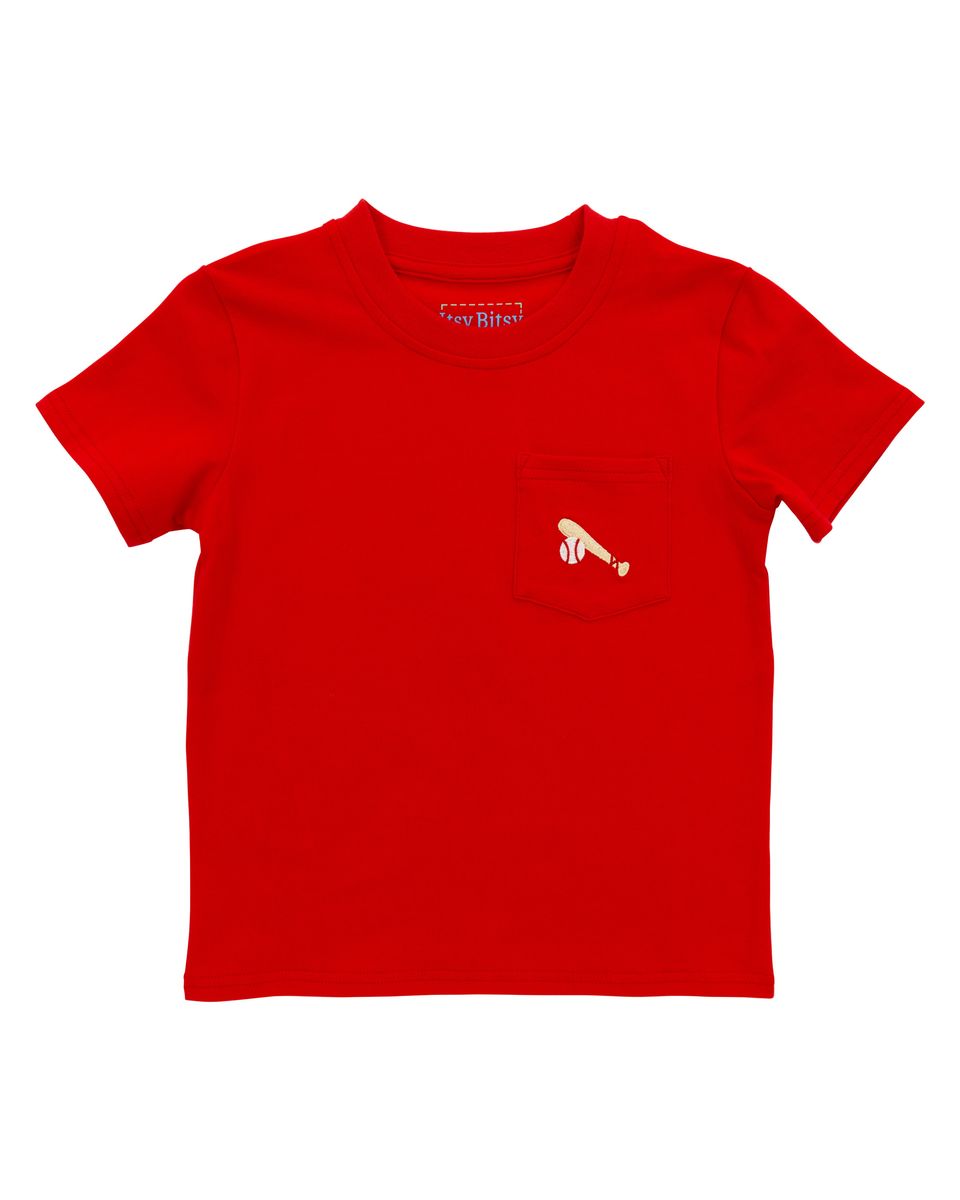 Red Pocket Tee: Baseball
