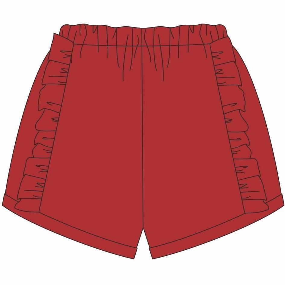 Knit Ruffle Shorts: Red