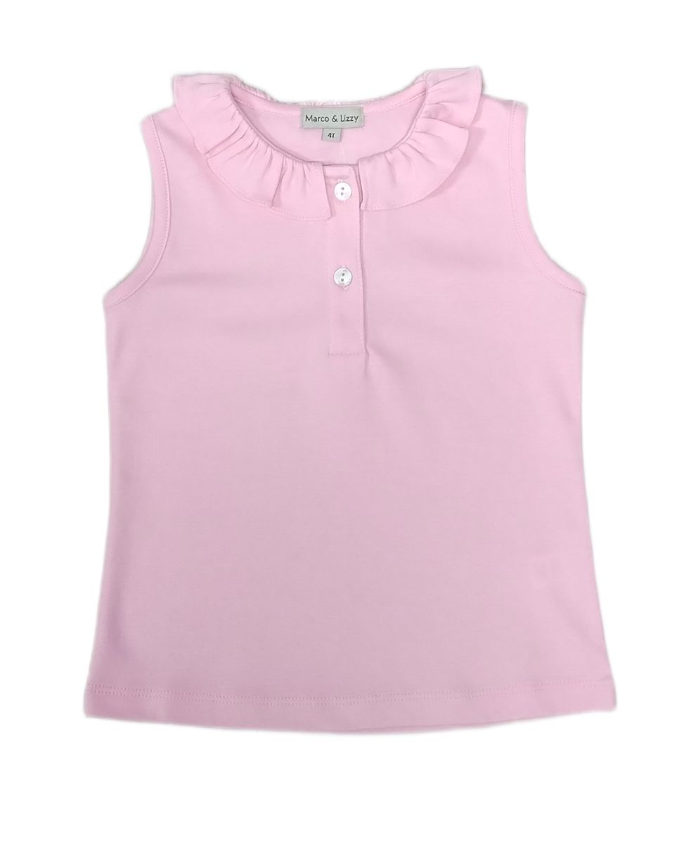 Light Pink Henley Ruffle Collar Tank