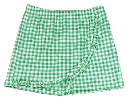Green Checks Knit Skort