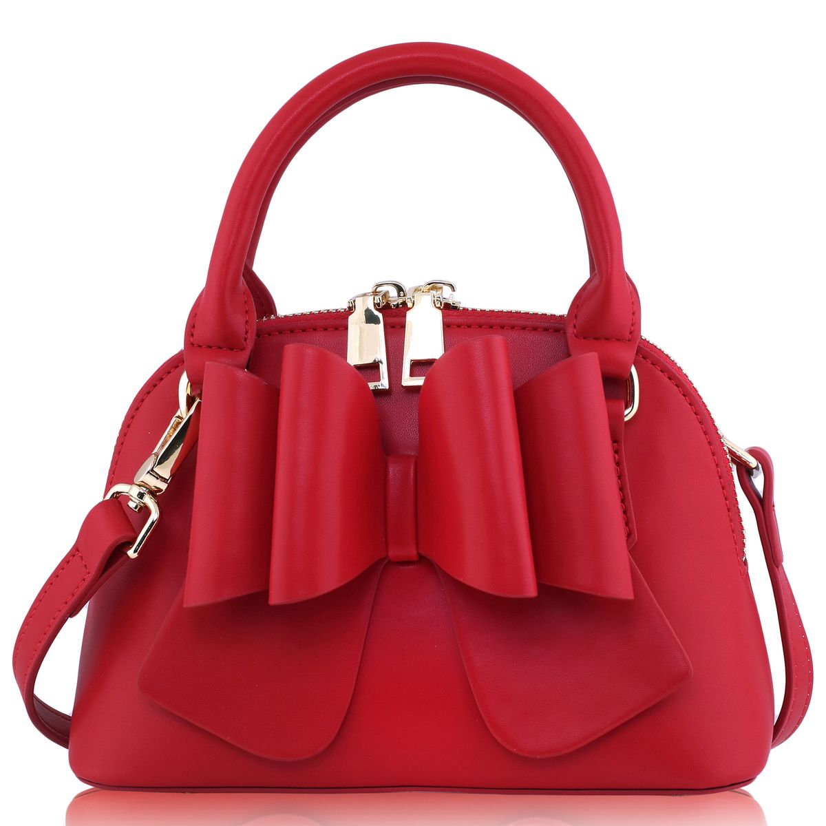 Margo Handbag: Red with Leopard Lining