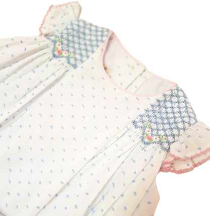 Sweet Spring Blue Plumeti Smocked Bloomer Set