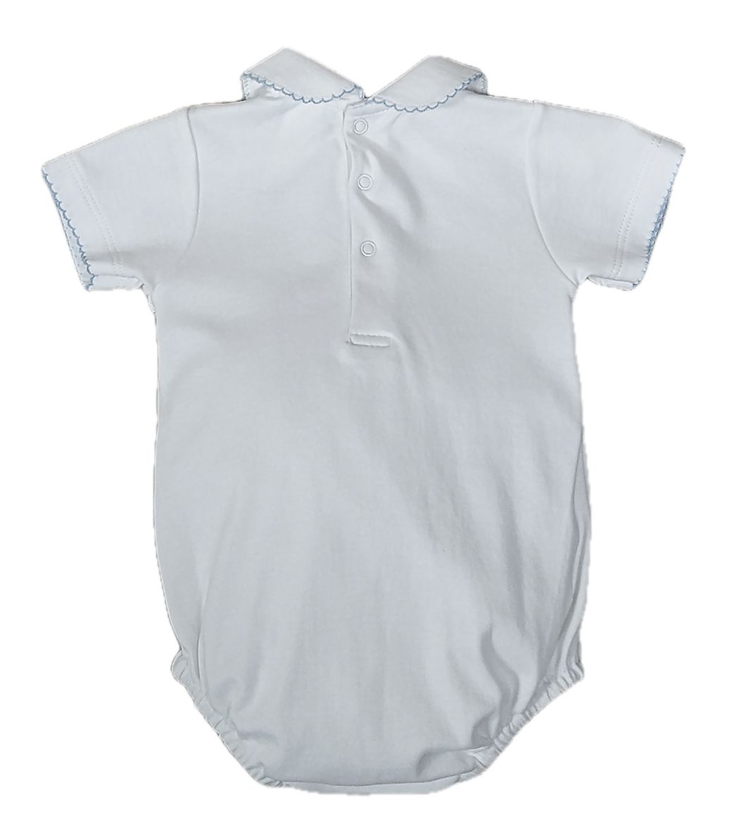 Eden Blue Smocked Peter Pan Boy Bubble