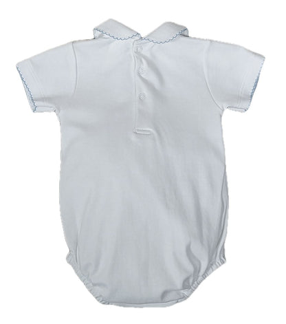 Eden Blue Smocked Peter Pan Boy Bubble