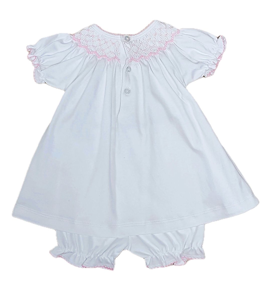 Eden Pink Rosebuds Smocked Bishop Bloomer Set