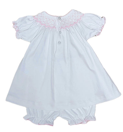 Eden Pink Rosebuds Smocked Bishop Bloomer Set