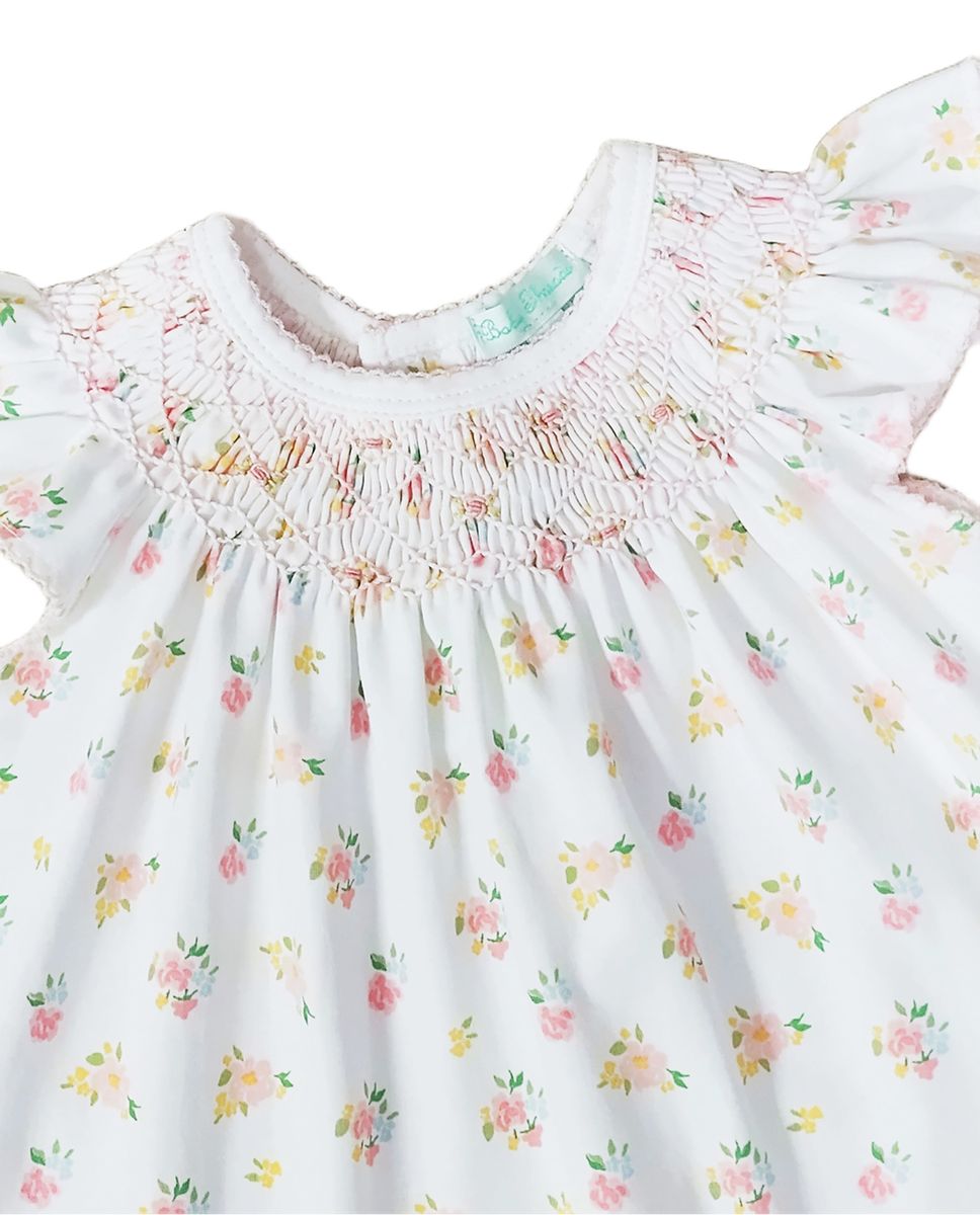 English Roses Smocked Bishop Bloomer Set
