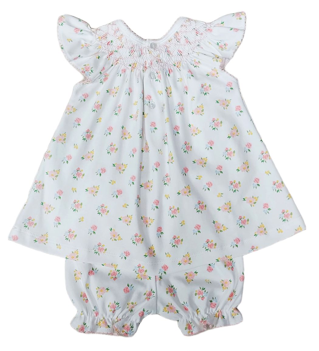 English Roses Smocked Bishop Bloomer Set