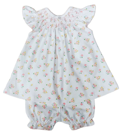 English Roses Smocked Bishop Bloomer Set
