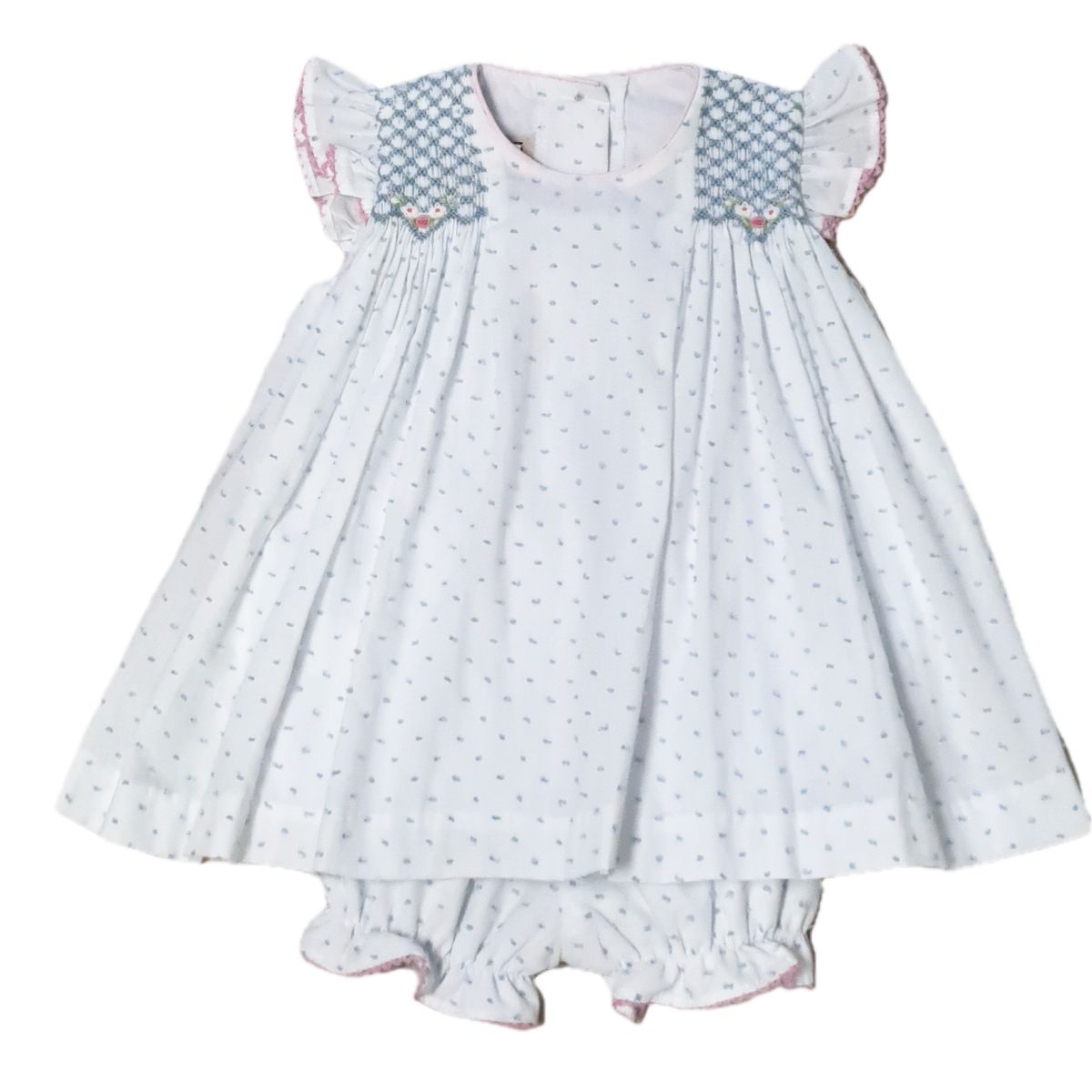 Sweet Spring Blue Plumeti Smocked Bloomer Set