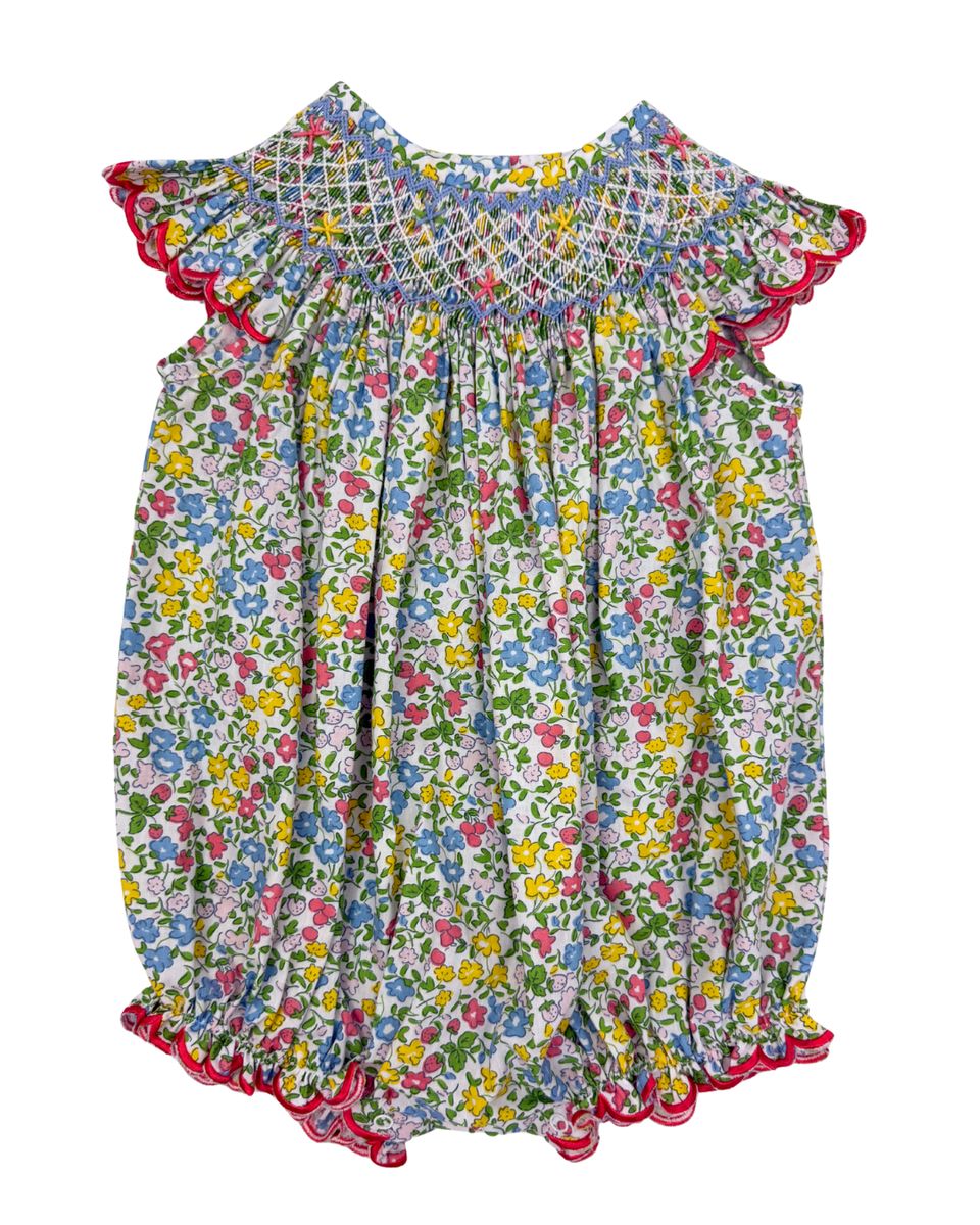 Pink/Yellow/Blue Floral Smocked Bubble