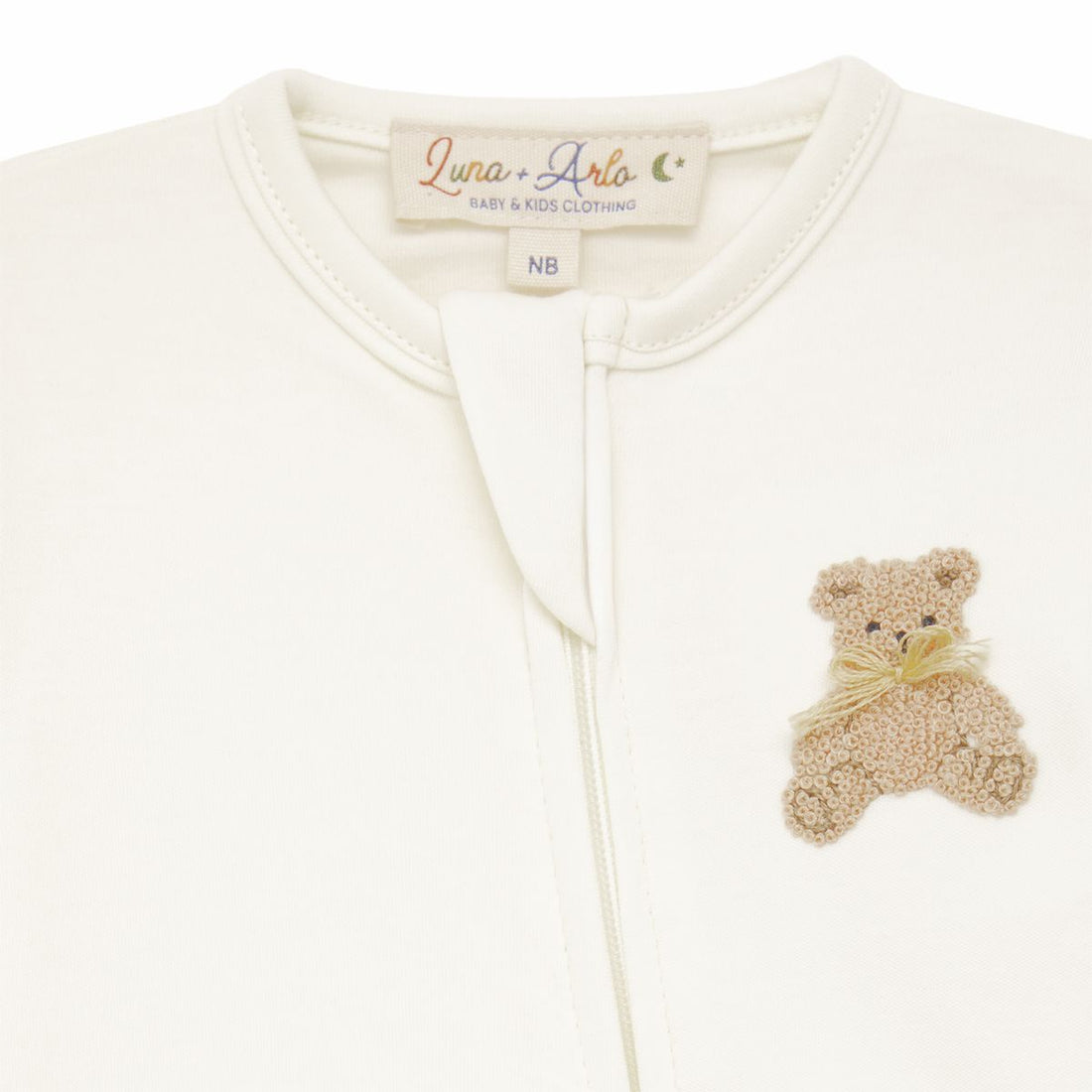 Bear Hugs Zip Footie: Ivory
