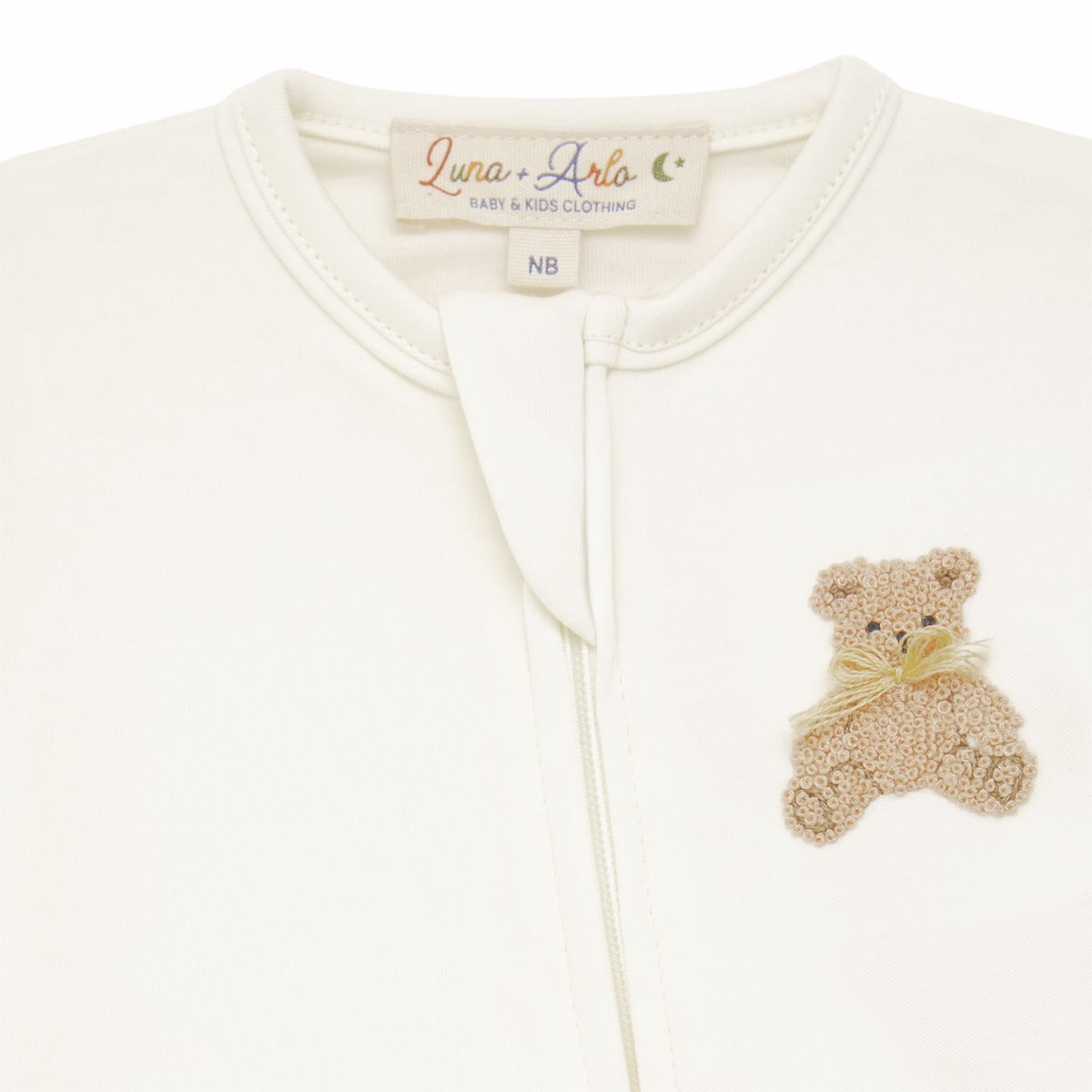Bear Hugs Zip Footie: Ivory