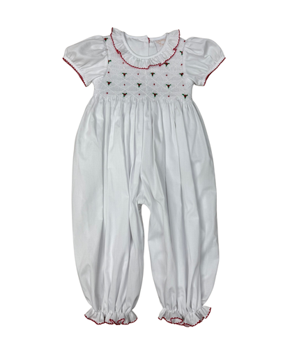 Holiday Holly Smocked Ruffle Romper