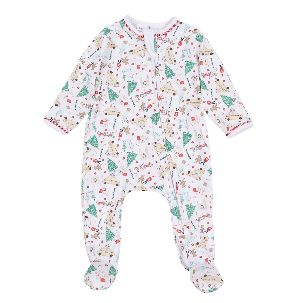 Christmas in the City Red Print Zip Footie