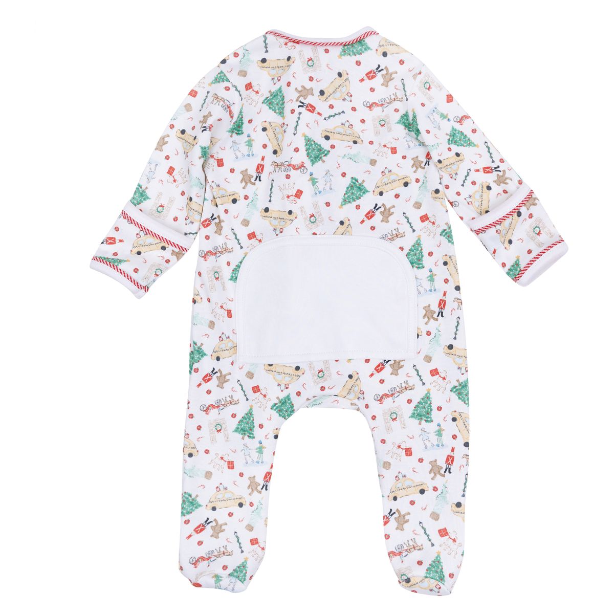 Christmas in the City Red Print Zip Footie