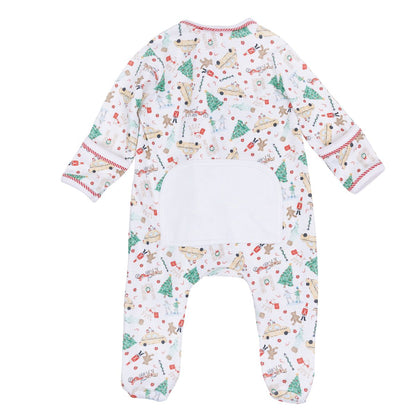 Christmas in the City Red Print Zip Footie