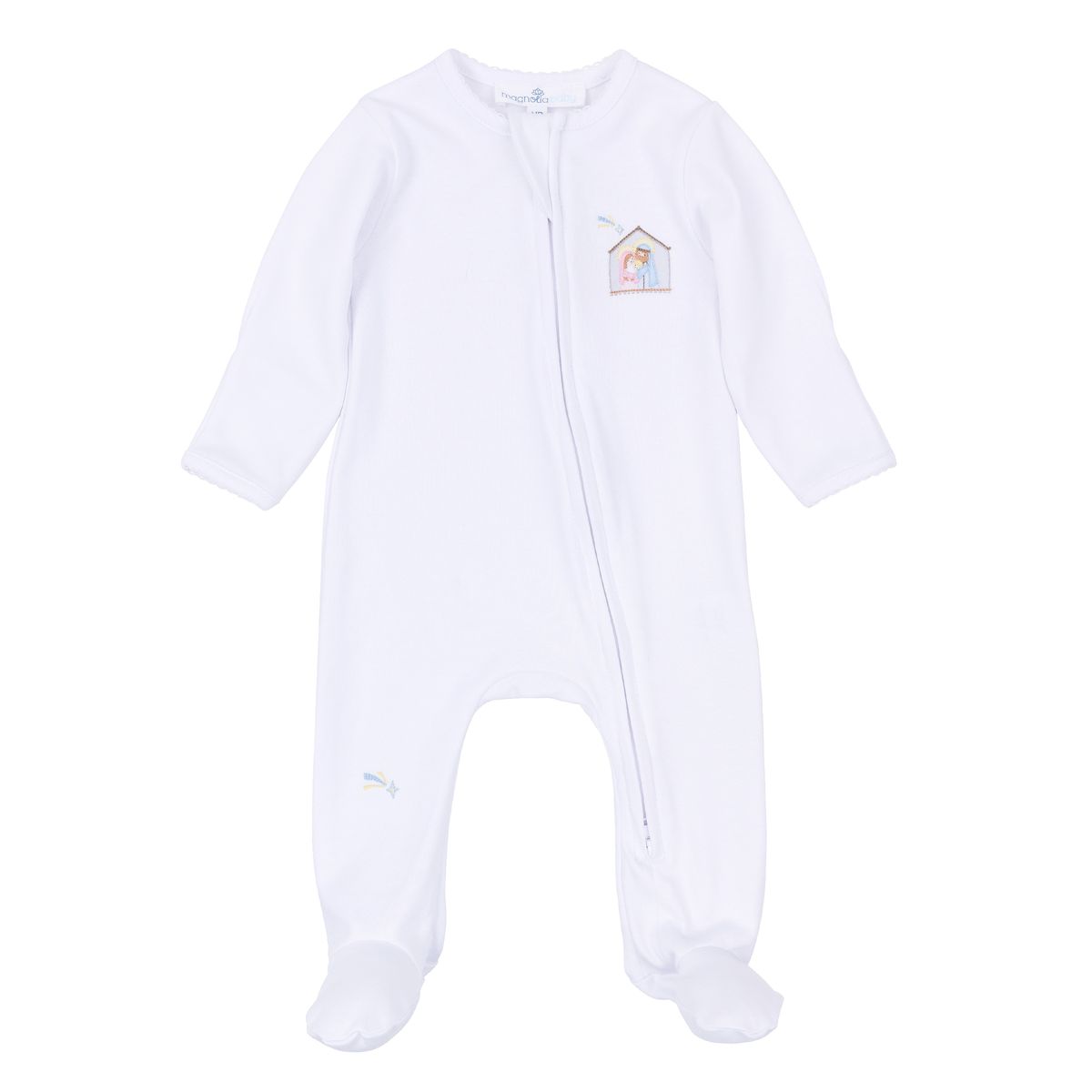 Little Manger White Zip Footie