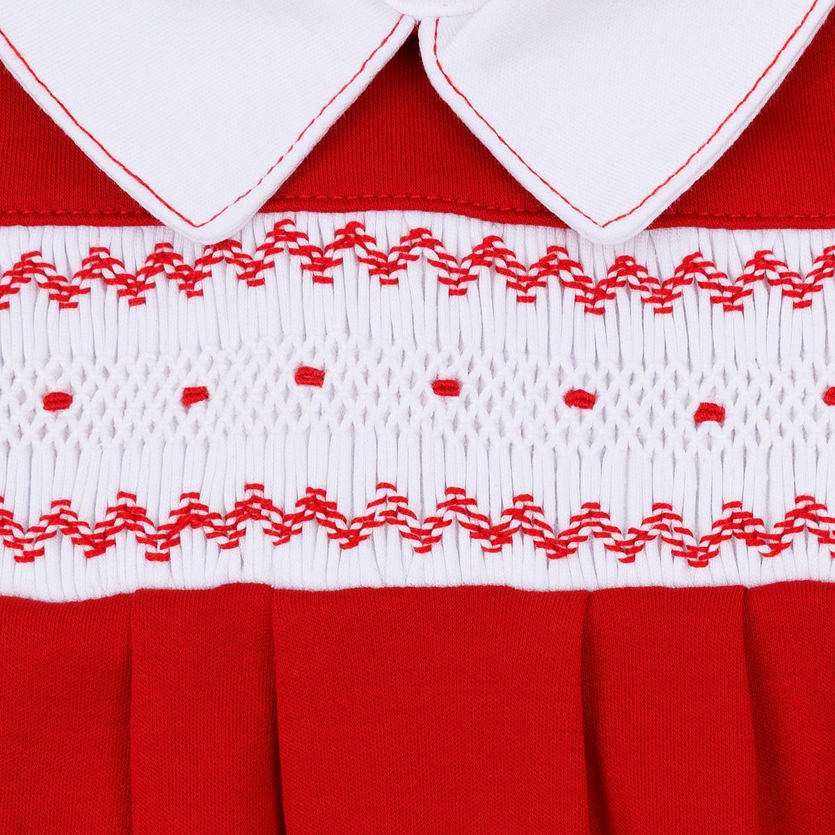 Miles Red Boy Smocked Collared Boy Footie