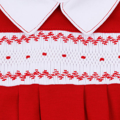 Miles Red Boy Smocked Collared Boy Footie