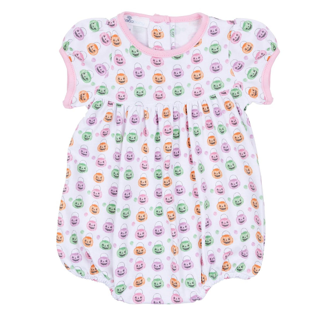 Pumpkin Party Print Short Sleeve Bubble: Pink