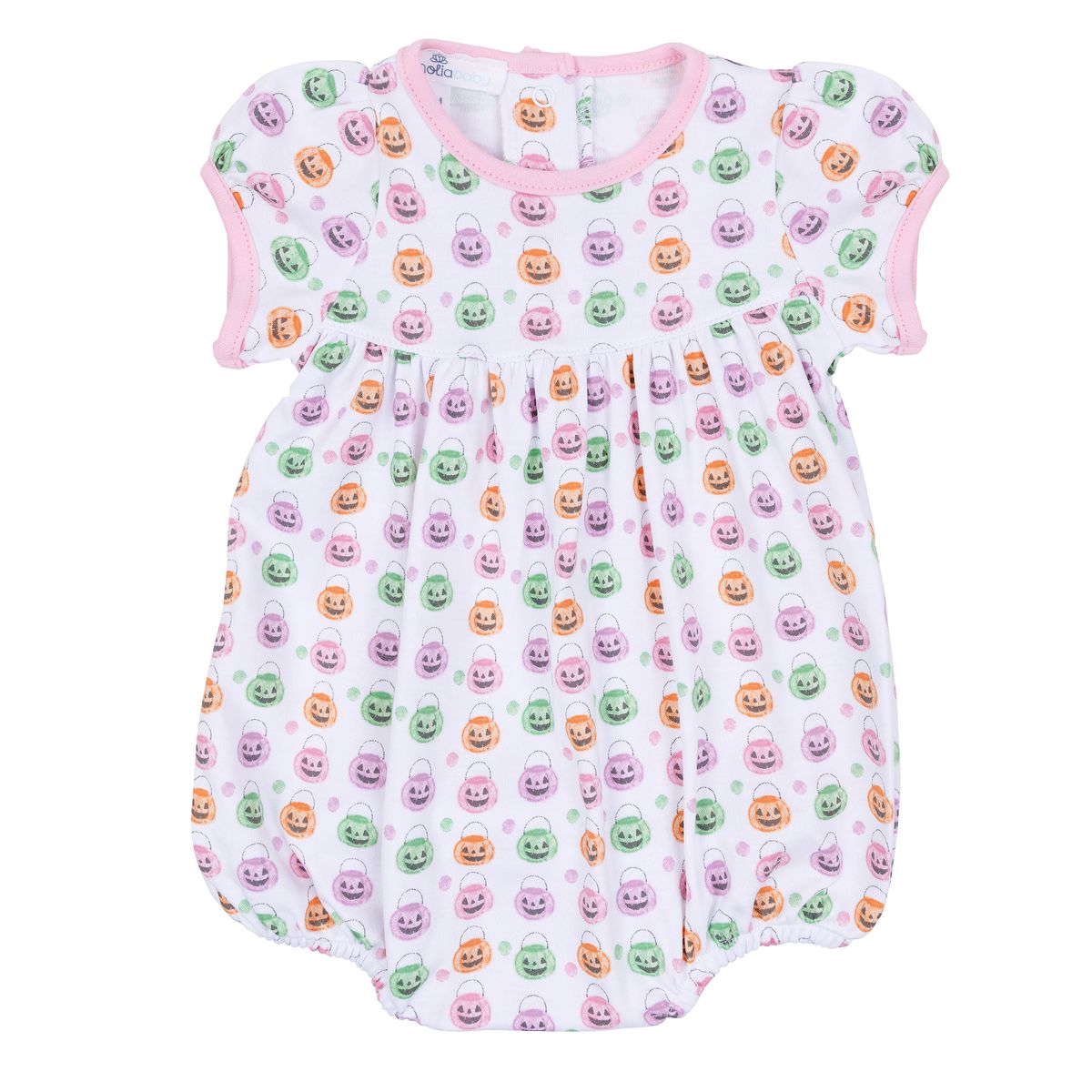 Pumpkin Party Print Short Sleeve Bubble: Pink