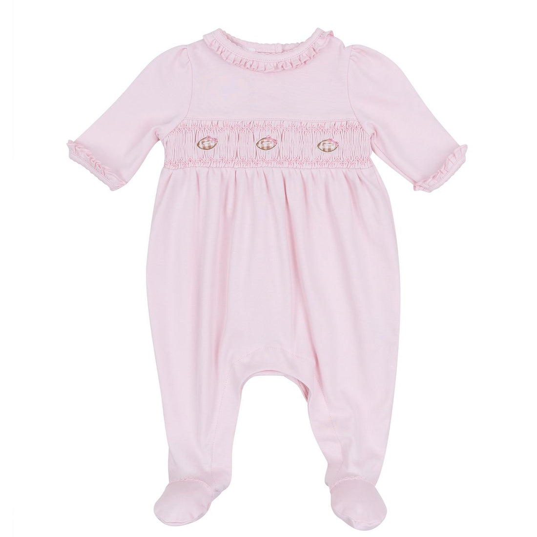 Tiny Tailgater Pink Smocked Footie: Pink