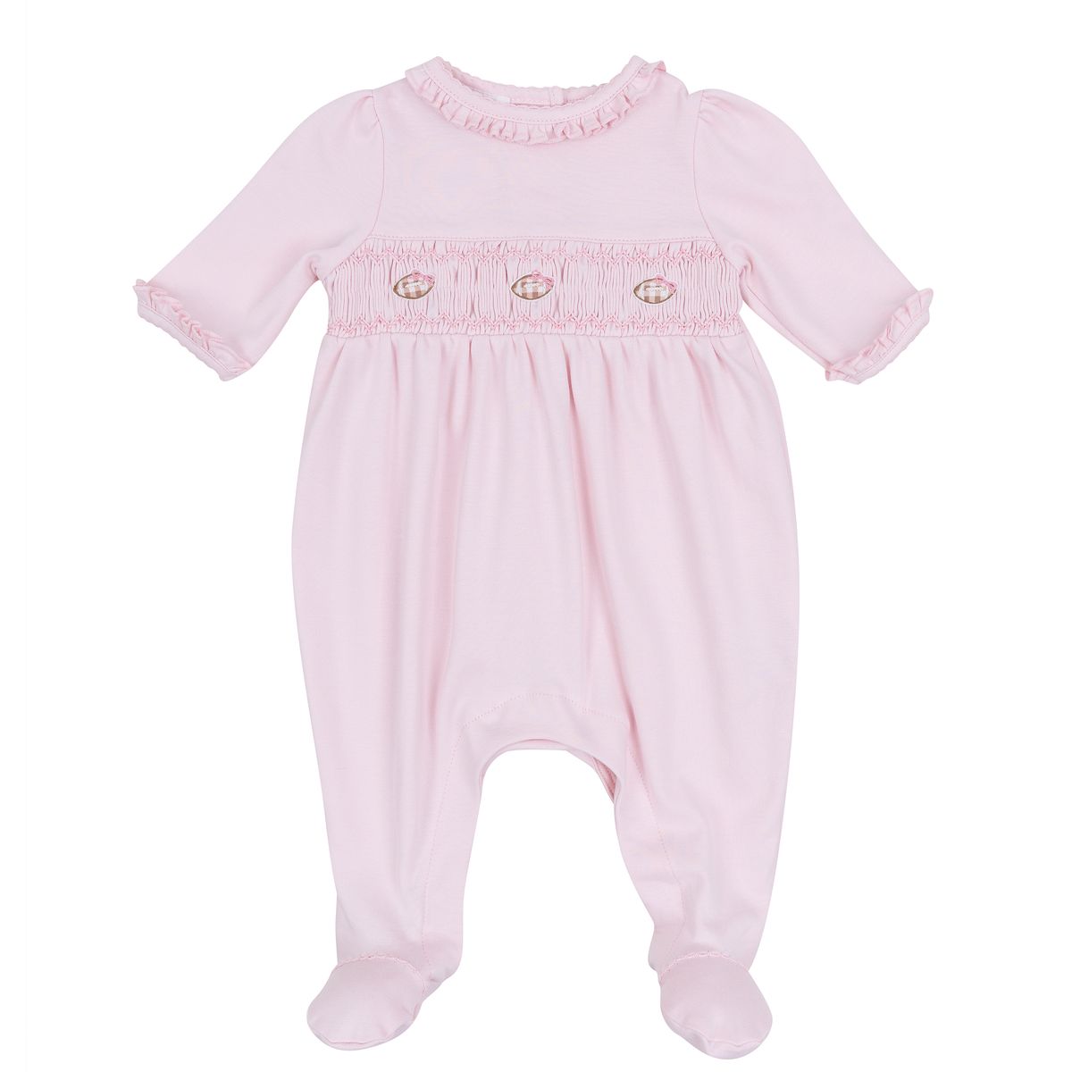 Tiny Tailgater Pink Smocked Footie: Pink