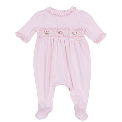 Tiny Tailgater Pink Smocked Footie: Pink