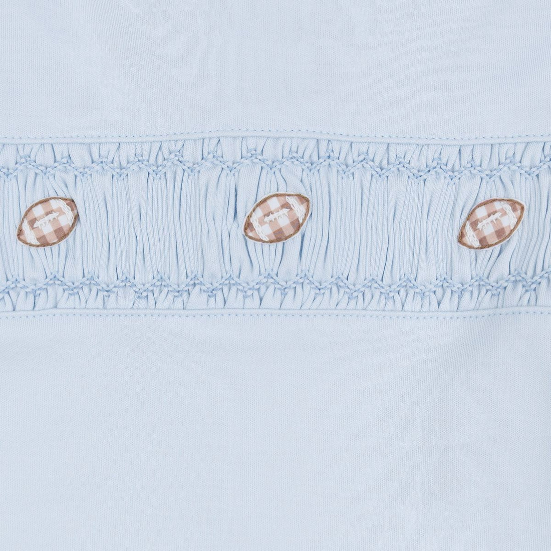 Tiny Tailgater Smocked Footie: Light Blue
