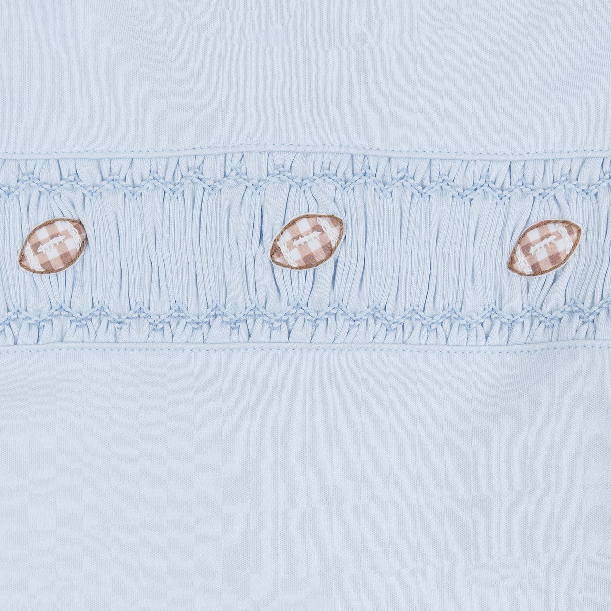 Tiny Tailgater Smocked Footie: Light Blue