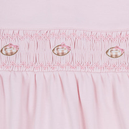 Tiny Tailgater Pink Smocked Footie: Pink