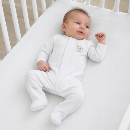 Little Manger White Snap Footie