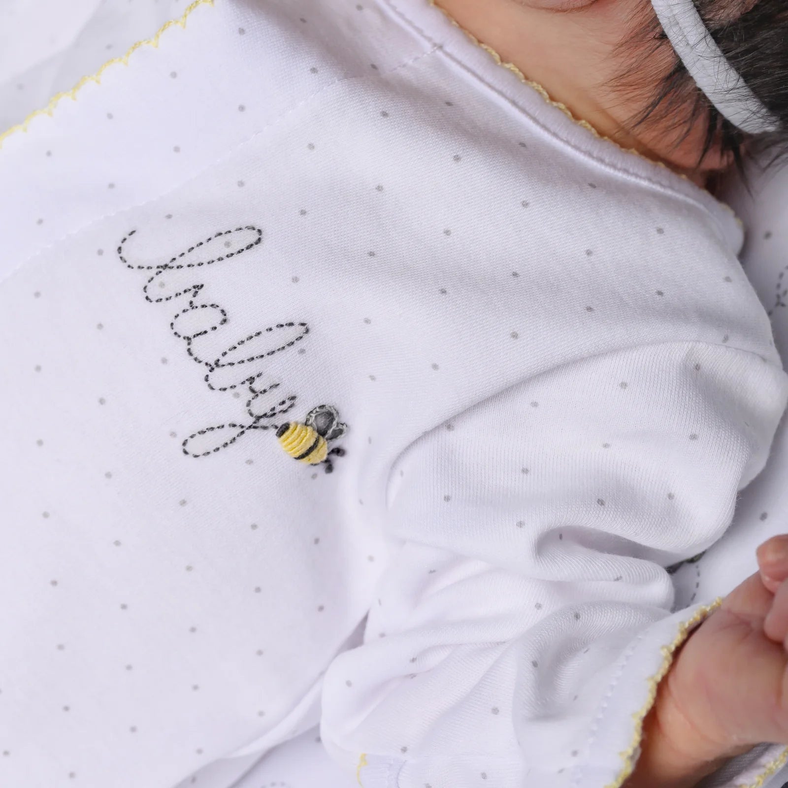 Baby Bee Embroidered Footie