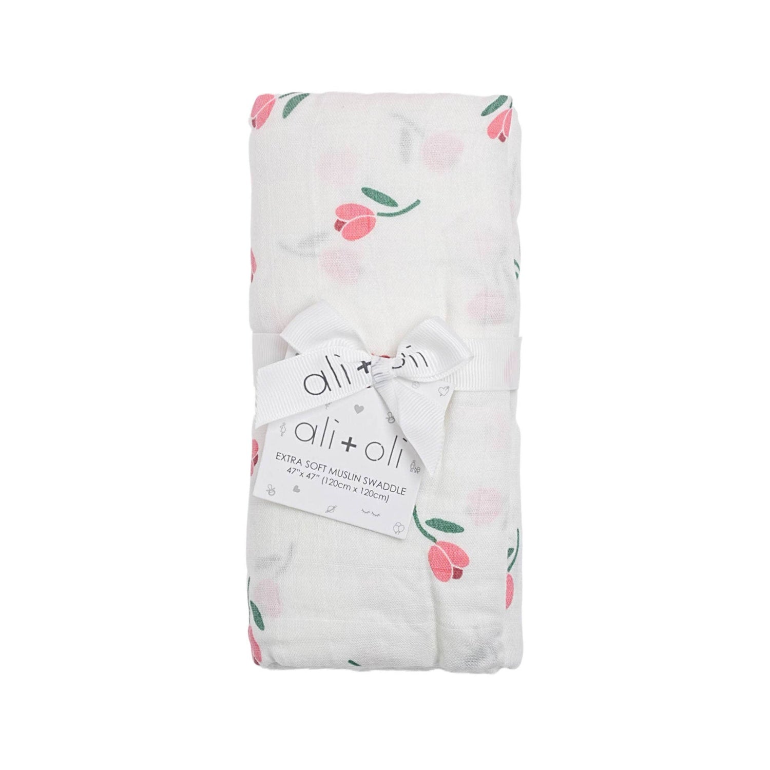 Muslin Swaddle Blanket: Tulips Print