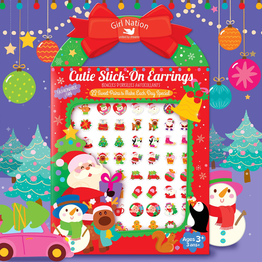 Cutie Stick-On Earrings: Holly Jolly