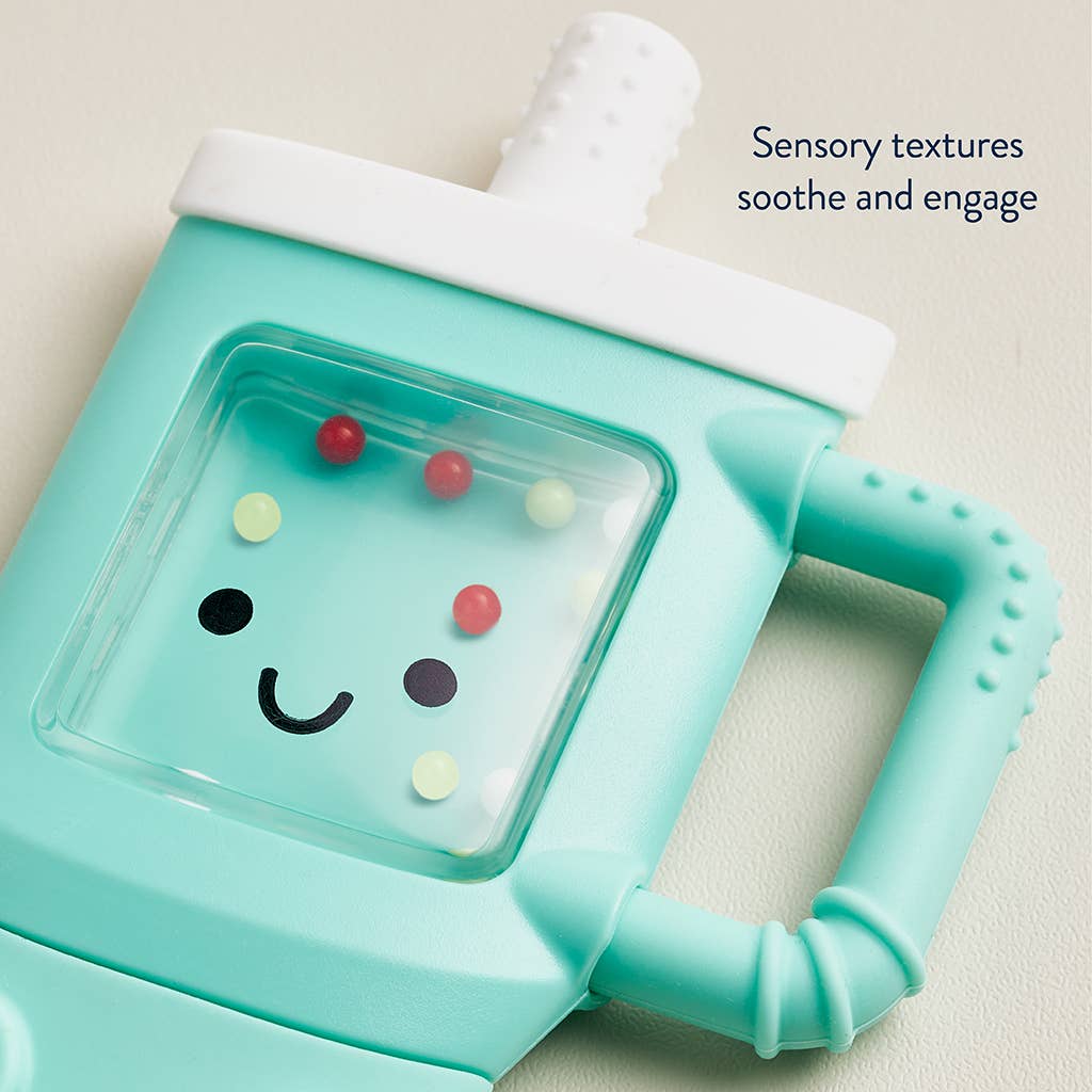 Bitzy Shake™ Silicone Teether with Rattle: Goose