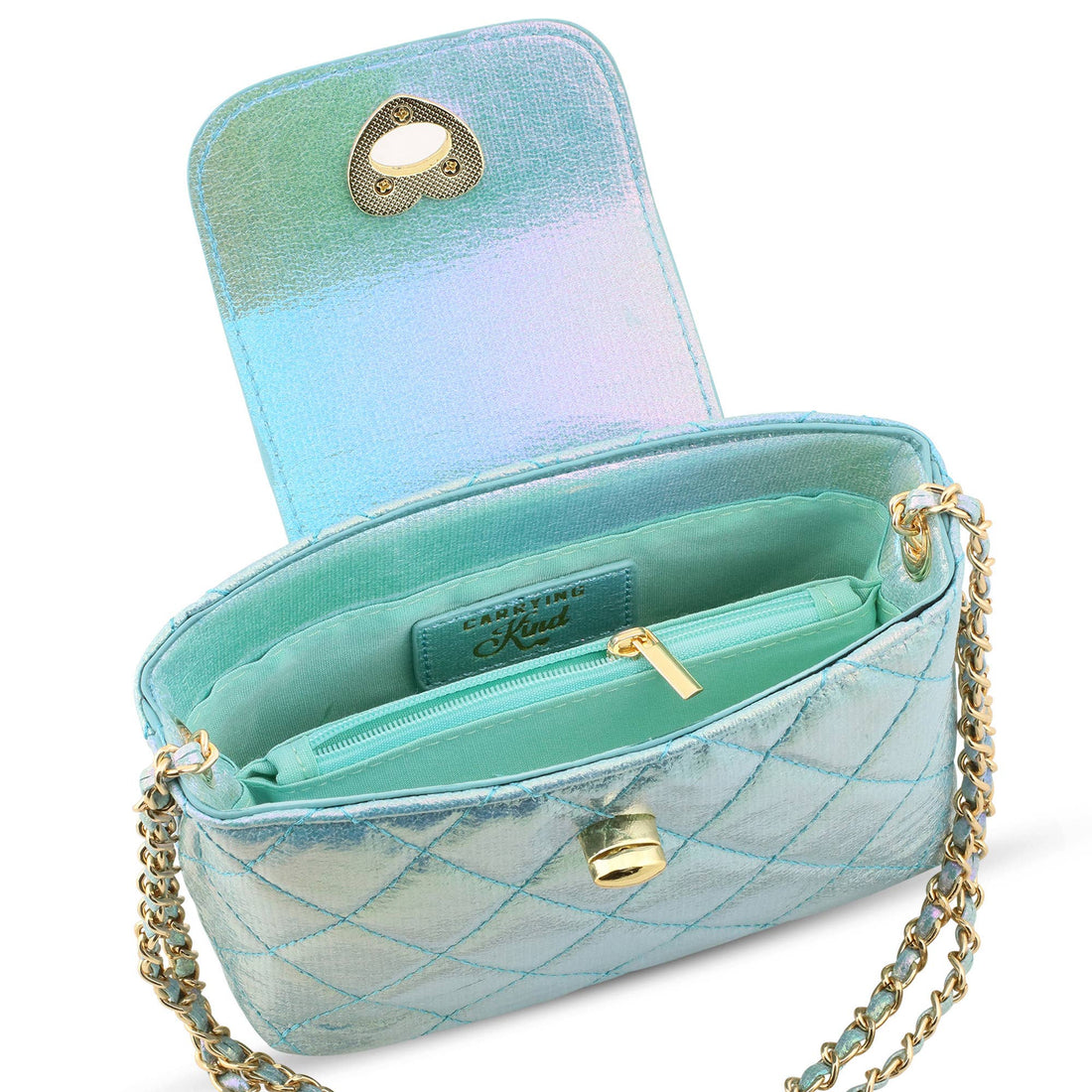 Paige Handbag: Aqua Metallic