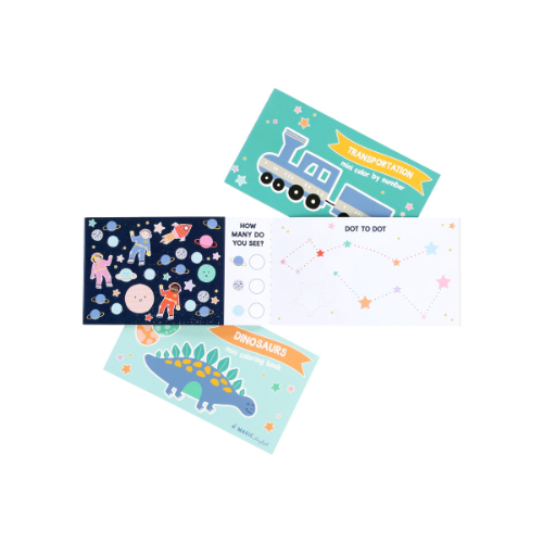 Set of 3 Blue Kids’ Activity Books: Travel &amp; On-the-Go Fun