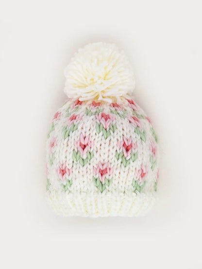 Huggalugs Bitty Blooms Beanie Hat - Blush